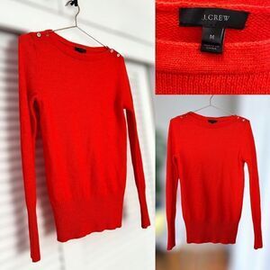 J. Crew Wool Mohair Sweater Boat Neck with Shoulder Buttons Size M